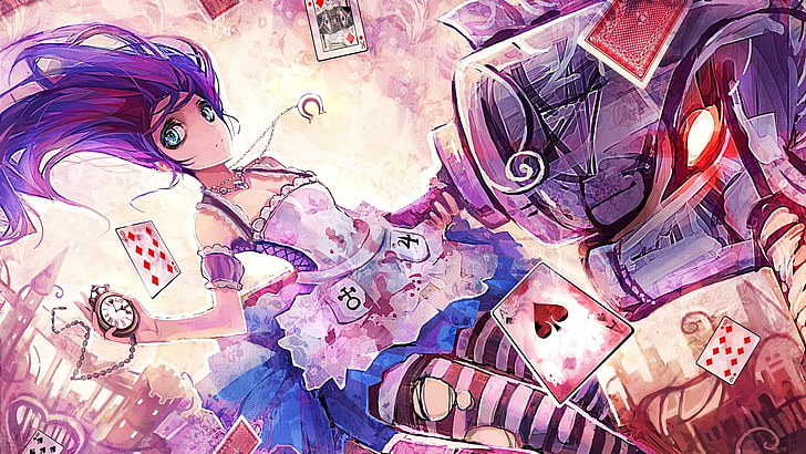 purple-hair anime character female illustration, anime, Alice: Madness Returns, Alice, fantasy art, HD wallpaper