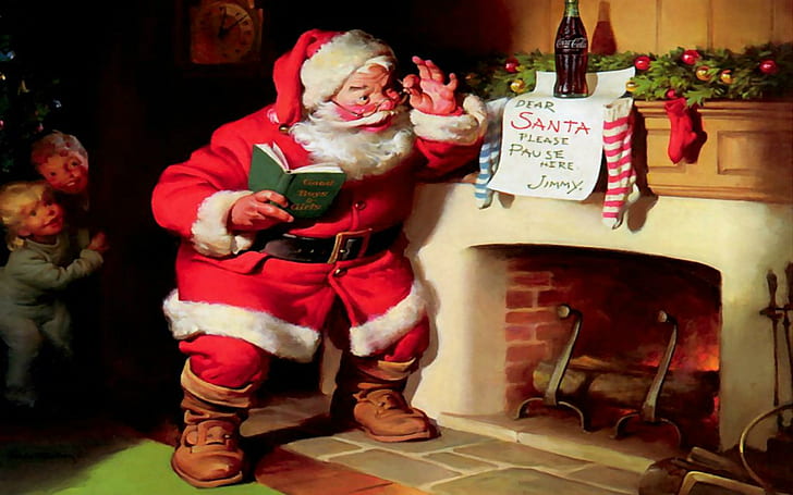 *** ซานต้าที่รัก ... โปรดหยุดที่นี่ ... *** หวังวันหยุดคริสต์มาสสุขสันต์ปีมีความสุขความปรารถนาความสุข 3 มิติและนามธรรม, วอลล์เปเปอร์ HD