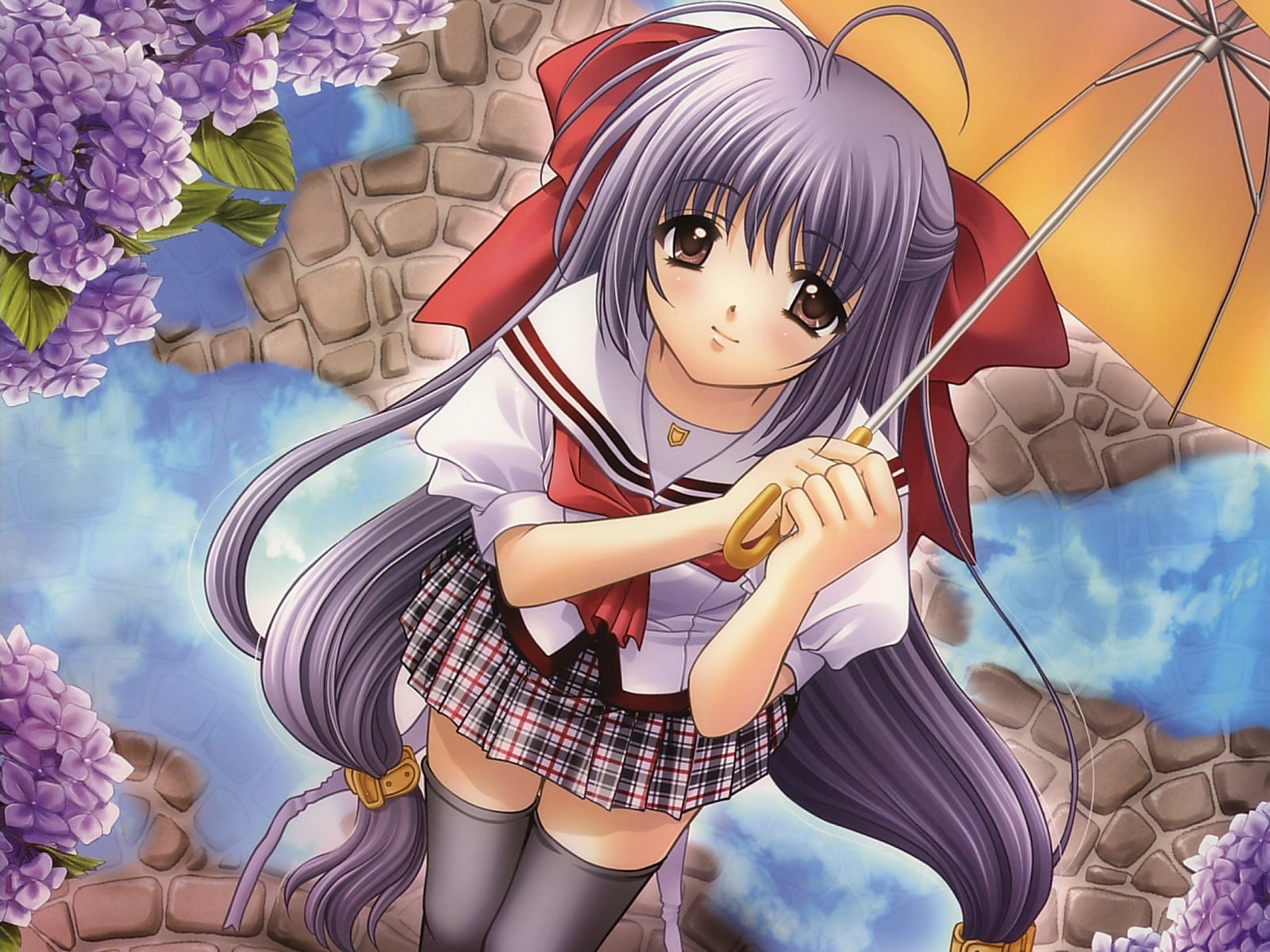 Anime School Girl With Umbrella Clannad Character Illustration