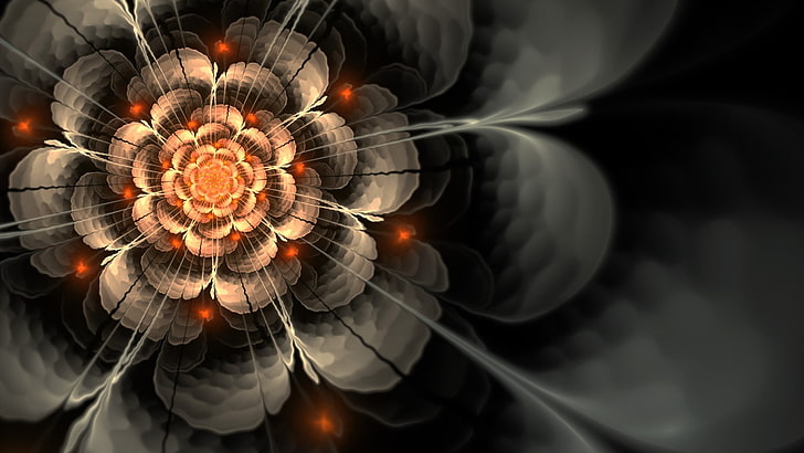 digital art, fractal flowers, abstract, fractal, HD wallpaper