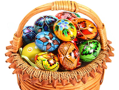 basket of easter egg lot, easter, egg, basket, HD wallpaper HD wallpaper