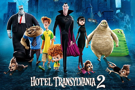 ภาพยนตร์, Hotel Transylvania 2, Dennis (Hotel Transylvania), Dracula, Dracula (Hotel Transylvania), Frankenstein, Frankenstein (Hotel Transylvania), Griffin (Hotel Transylvania), Jonathan (Hotel Transylvania), Mavis (Hotel Transylvania), Mummy, Murray ( Hotel Transylvania), Wayne (Hotel Transylvania), Werewolf, วอลล์เปเปอร์ HD HD wallpaper