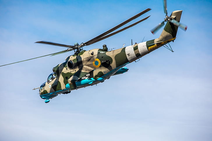 مروحيات عسكرية من طراز Mil Mi-24 ، طائرة هليكوبتر ، سلاح الجو الأوكراني، خلفية HD