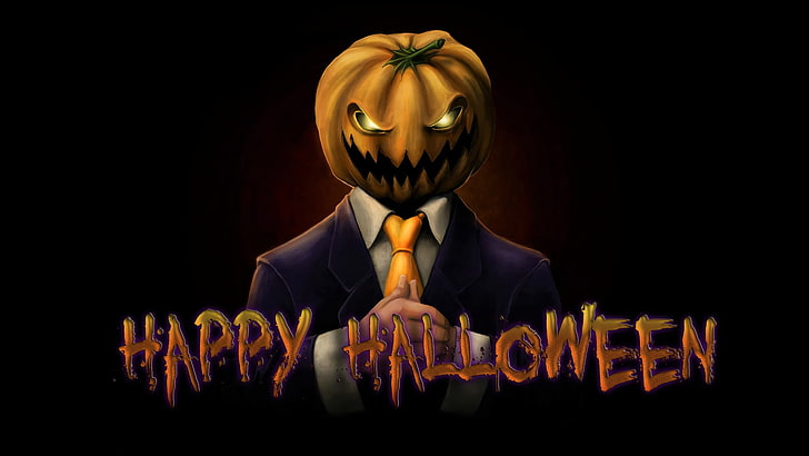 Holiday, Halloween, Happy Halloween, Head, Jack-o'-lantern, Man, Suit, Tie, HD  wallpaper | Wallpaperbetter