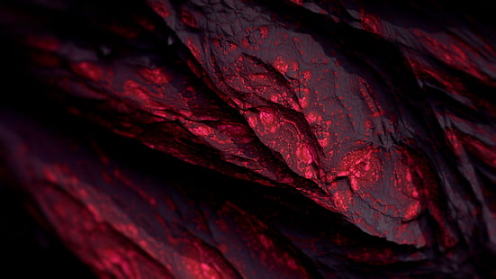 artwork, CGI, Procedural Minerals, render, mineral, abstract, red, digital art, dark, HD wallpaper HD wallpaper