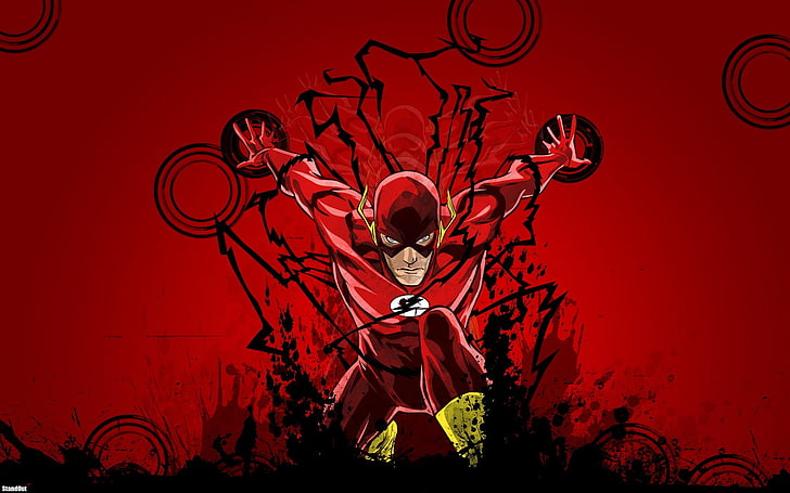 DC Flash Illustration, Der Blitz, Blitz, DC Comics, Justice League, rot, HD-Hintergrundbild
