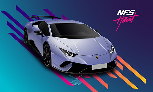 Lamborghini, NFS, Electronic Arts, Need For Speed, Performante, Huracan, game art, 2019, Need For Speed: Heat, Need For Speed ​​Heat, di Suman094, Sfondo HD HD wallpaper