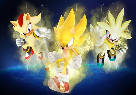 Sonic, Sonic the Hedgehog (2006), Shadow the Hedgehog, Silver the Hedgehog, Super Sonic, HD tapet HD wallpaper