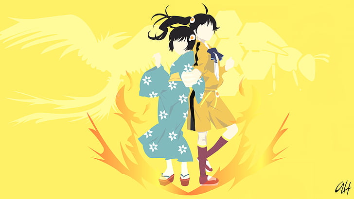 Anime, Monogatari (Series), Karen Araragi, Minimalist, Nisemonogatari, Tsukihi Araragi, HD wallpaper