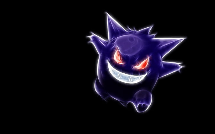 Pokémon, Anime, Gengar (Pokémon), Geister-Pokémon, Glühen, leuchtende Augen, Lächeln, HD-Hintergrundbild