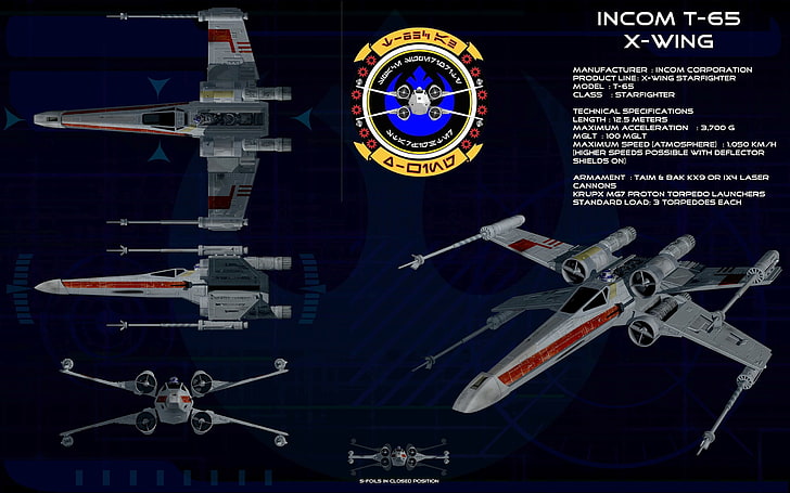 Incom grigio T-65 X-wing, X-wing, Star Wars, infografica, Sfondo HD