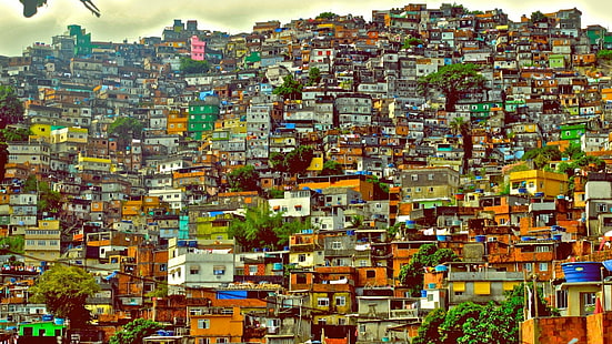 Рукотворное, Фавела, Бразилия, Город, Дом, Рио-де-Жанейро, HD обои HD wallpaper