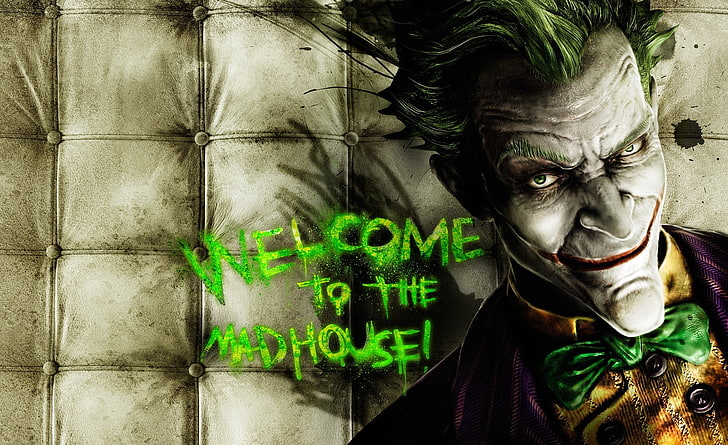 Joker, Benvenuti sullo sfondo di Madhouse, Giochi, Batman, Benvenuto, manicomio, Sfondo HD