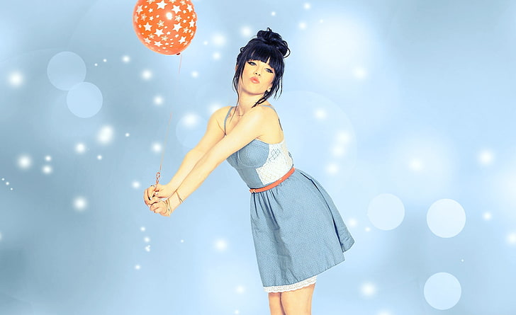 Carly Rae Jepsen, дамска рокля в син цвят, Music, Others, Balloon, Cute, HD тапет
