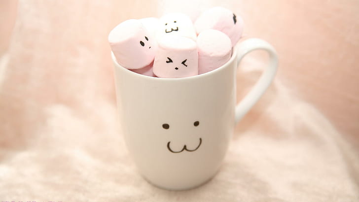 Cute Marshmallow, orginal, marshmallow, cute, pink, 3d and abstract, HD wallpaper