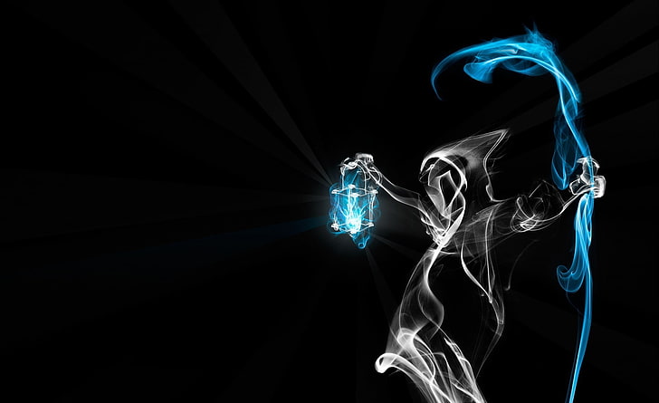 Дым Смерти, иллюстрация мрачного жнеца, Аэро, Черный, HD обои
