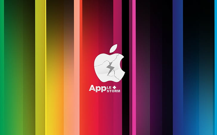 Apple, Rainbow, Color, White, Red, Blue, Green, HD wallpaper