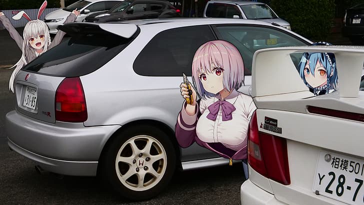 anime girls, JDM, Japanese cars, HD wallpaper