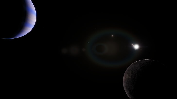 لوحة من السيراميك الأسود والرمادي ، الفضاء ، محرك الفضاء ، الكوكب، خلفية HD