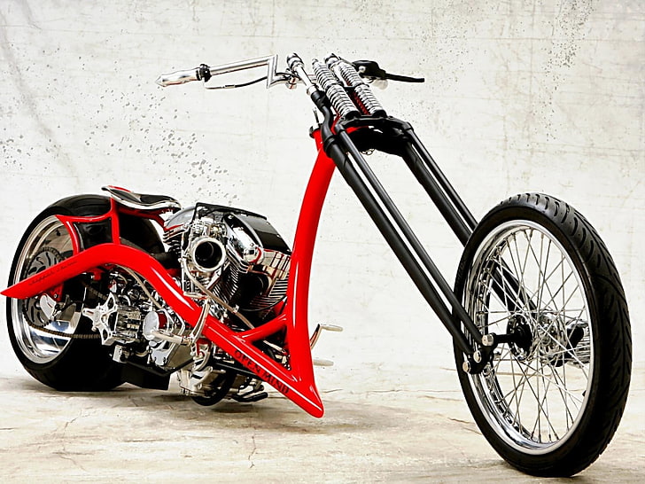 czerwono-czarny motocykl cruiser, motocykl, pojazd, Tapety HD