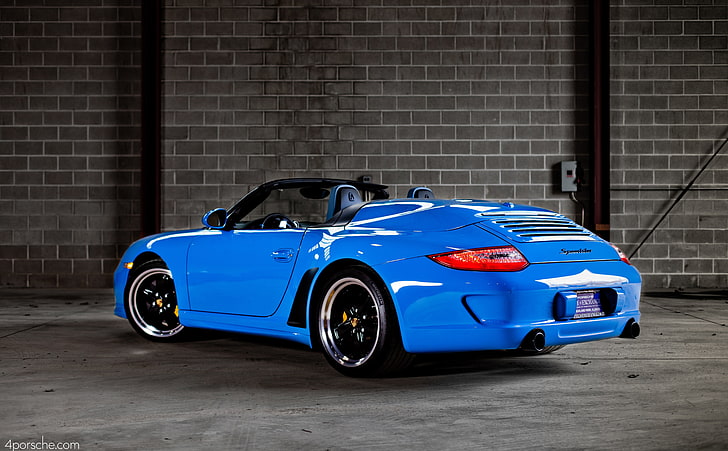 2012 Porsche 911 (997) Speedster, blue convertible coupe, Cars, Porsche, 911, 997, speedster, convertible, blue, warehouse, industrial, HD wallpaper