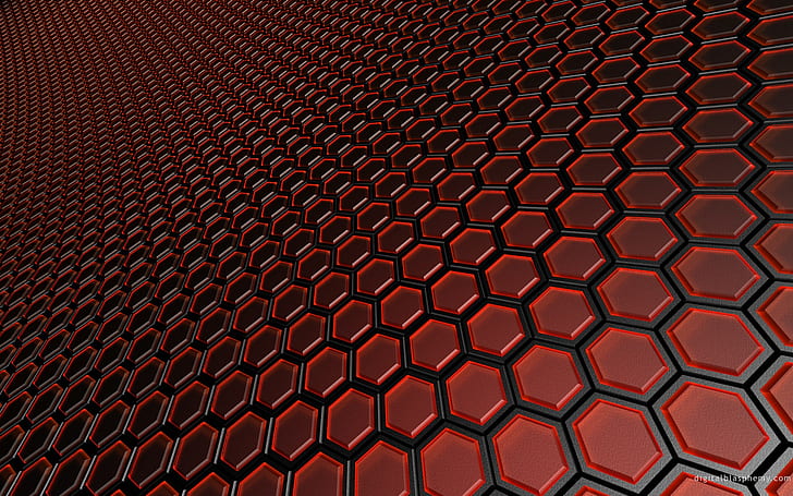 Honeycomb Red HD, red and gray honeycomb surface, digital/artwork, red, honeycomb, HD wallpaper