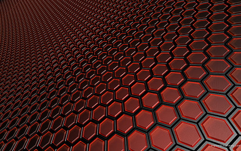 قرص العسل الأحمر عالي الدقة ، سطح قرص العسل باللون الأحمر والرمادي ، رقمي / عمل فني ، أحمر ، قرص العسل، خلفية HD HD wallpaper