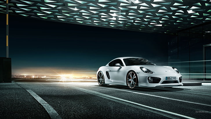 Porsche Cayman, auto, macchine bianche, Sfondo HD