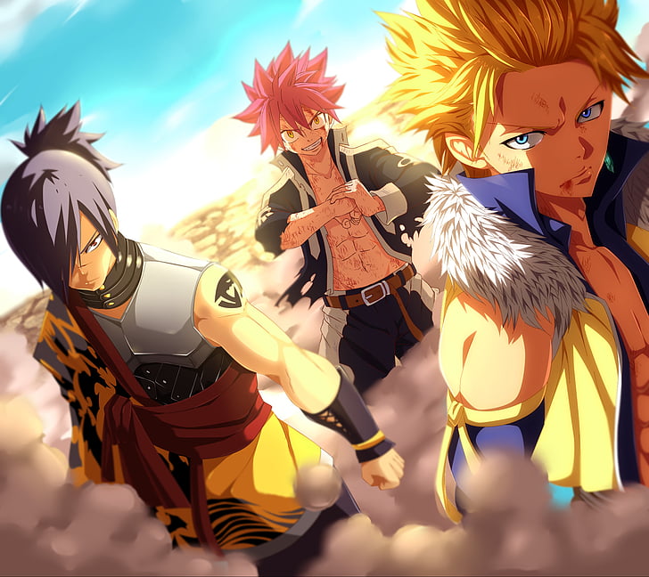 Anime, Fairy Tail, Natsu Dragneel, Rogue Cheney, Sabertooth (Fairy Tail), Sting Eucliffe, Wallpaper HD