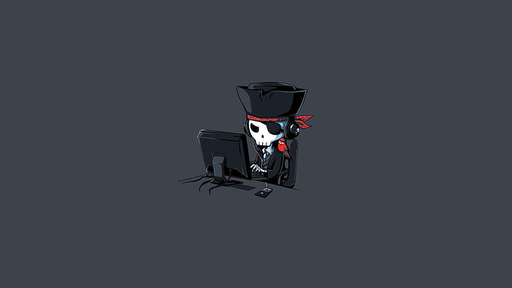 бял скелет на компютърни тапети, пирати, скелет, компютър, HD тапет