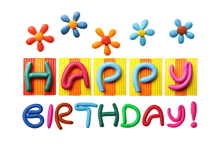 Happy Birthday logo, colorful, clay, Happy, Birthday, HD wallpaper