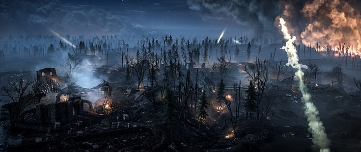 Battlefield, Battlefield 1, krajobraz, noc, strefa wojny, Tapety HD HD wallpaper