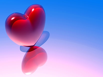 red heart figurine, heart, love, background, HD wallpaper HD wallpaper