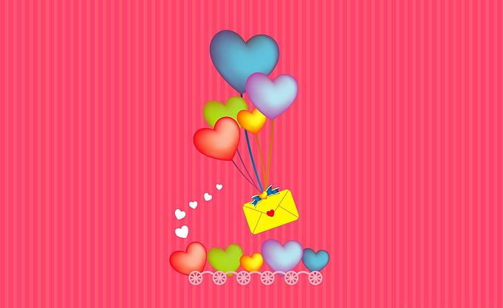 Love Letter, yellow envelope with balloons clip art, Holidays, Valentine's Day, Love, Letter, love letter, love message, heart balloons, HD wallpaper