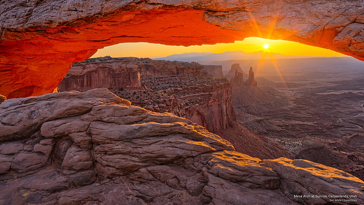 Mesa båge vid soluppgång, Canyonlands, Utah, soluppgångar / solnedgångar, HD tapet