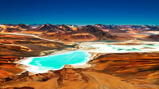 Słone jezioro w pobliżu wulkanu Licancabur, Boliwia, przyroda, Tapety HD HD wallpaper