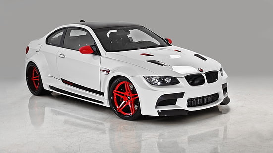 berlina BMW bianca e nera, BMW M3, BMW, macchine bianche, auto, veicolo, Sfondo HD HD wallpaper