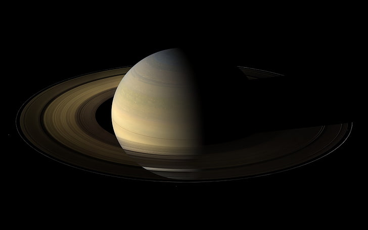 illustration de la planète grise, planète, espace, Saturne, art spatial, art numérique, anneaux planétaires, Fond d'écran HD