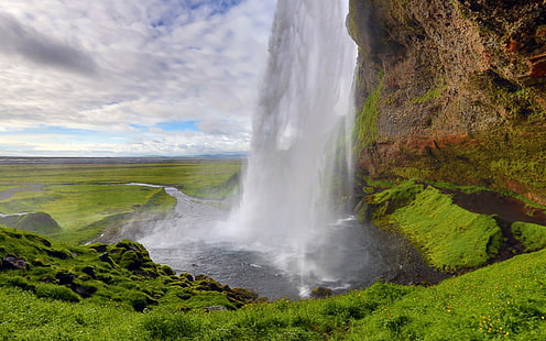 خلفية الشلال ، الطبيعة ، المناظر الطبيعية ، الشلال ، أيسلندا، خلفية HD HD wallpaper