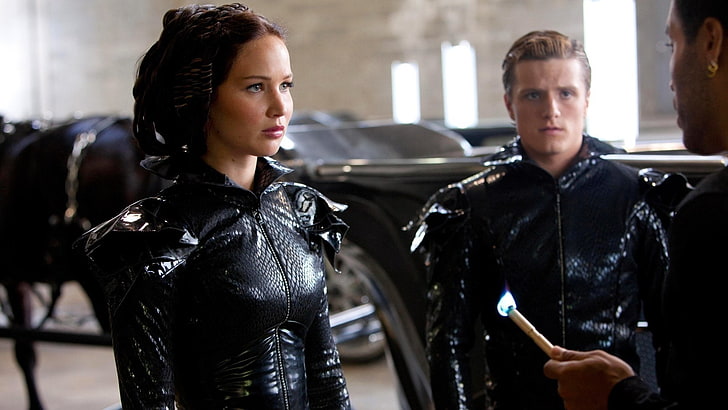 The Hunger Games, Cinna (The Hunger Games), Jennifer Lawrence, Josh Hutcherson, Katniss Everdeen, Lenny Kravitz, Peeta Mellark, HD wallpaper