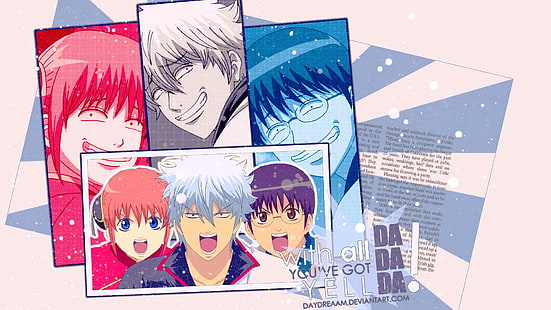 Anime, Gintama, Gintoki Sakata, Kagura (Gintama), Shimura Shinpachi, HD masaüstü duvar kağıdı HD wallpaper