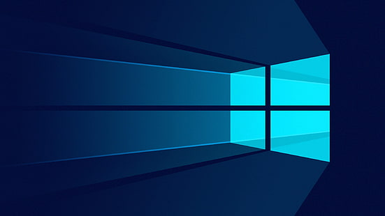 mesa de madera negra y azul, Microsoft Windows, windows10, Fondo de pantalla HD HD wallpaper