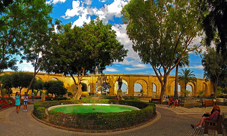 nature, Park, photo, fountain, the bushes, Malta, Valletta, HD wallpaper
