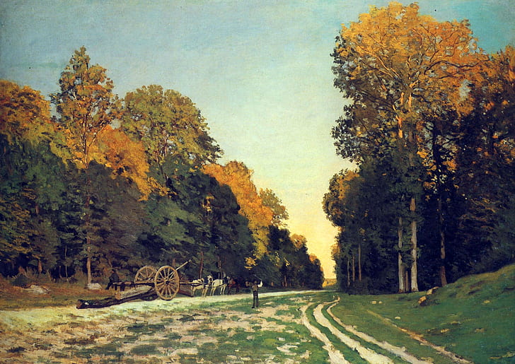 pemandangan, gambar, Claude Monet, Jalan dari Chailly ke Fontainebleau, Wallpaper HD