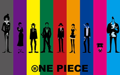 Anime, One Piece, Boy, Brook (One Piece), Dress, Flower, Franky (One Piece), Girl, Hat, High Heels, Katana, Minimalist, Monkey D. Luffy, Nami (One Piece), Nico Robin, Sanji (One Piece), Sword, Thigh Boots, Tony Tony Chopper, Usopp (One Piece), Weapon, Zoro Roronoa, HD wallpaper HD wallpaper