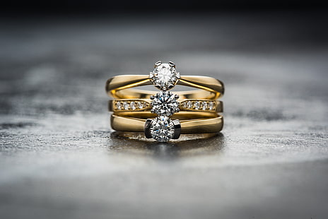 cincin, cincin, berlian, dan emas-dan-perak berwarna, Wallpaper HD HD wallpaper