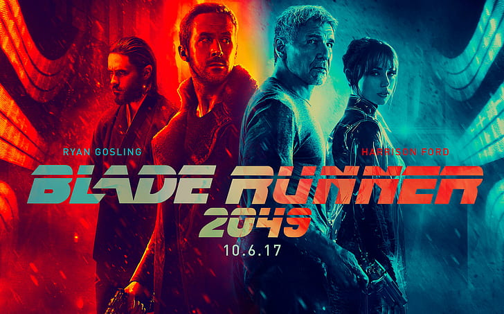 Movie, Blade Runner 2049, Ana de Armas, Harrison Ford, Jared Leto, Joi (Blade Runner 2049), Neon, Officer K (Blade Runner 2049), Rick Deckard, Ryan Gosling, HD wallpaper