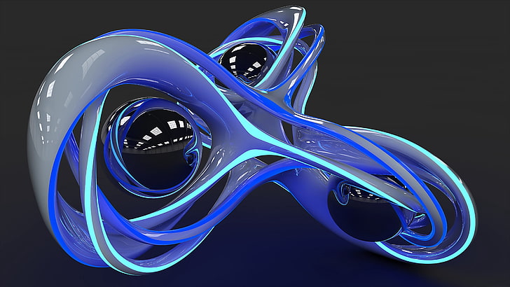 tubo de cuchara de vidrio azul, figura, representación, líneas, curvas, globos, fondo, Fondo de pantalla HD