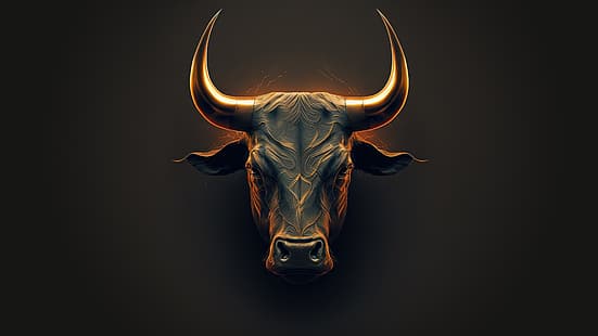  bull, animals, AI art, minimalism, HD wallpaper HD wallpaper
