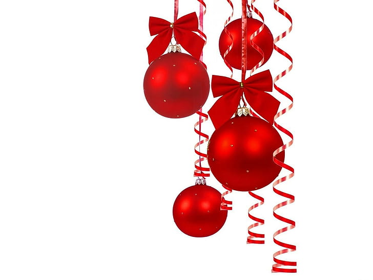Christmas decorations, Balloons, Bows, Ribbons, Beautiful, Celebration, Christmas, New year, HD wallpaper